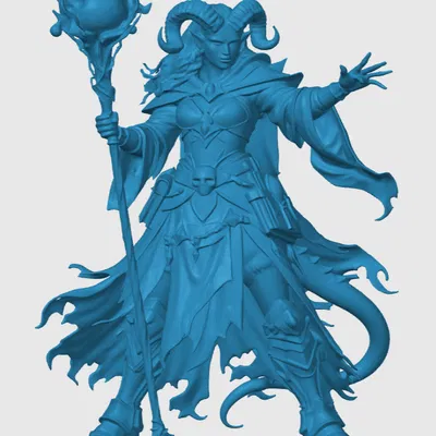 Mô hình Tiefling Wizard 3D cho game nhập vai D&D cực đẹp