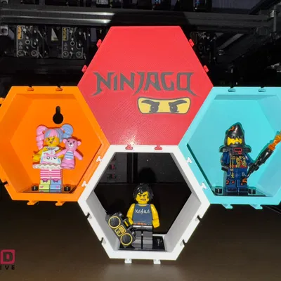 Khung Hex trưng bày LEGO Minifigure (Bản cải tiến) & Tấm ốp che vít - Giá treo tường