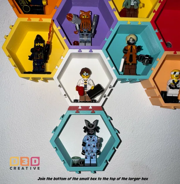 Khung Hex trưng bày LEGO Minifigure (Bản cải tiến) & Tấm ốp che vít - Giá treo tường - Image 11
