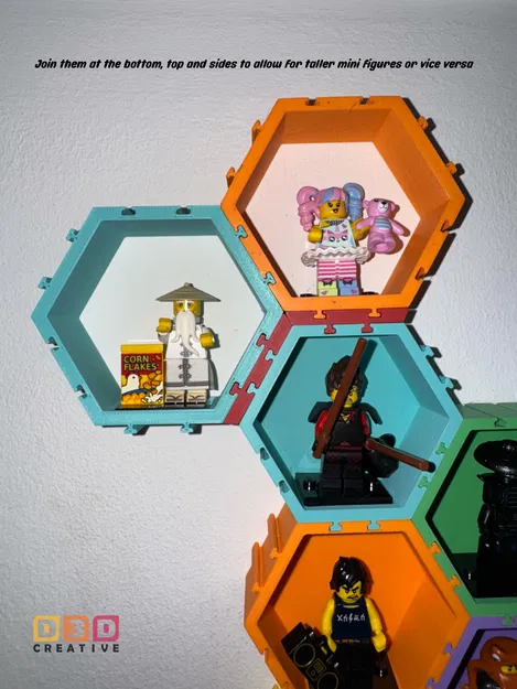 Khung Hex trưng bày LEGO Minifigure (Bản cải tiến) & Tấm ốp che vít - Giá treo tường - Image 13