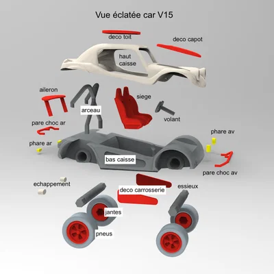 Mô hình xe đua địa hình Car V15 - File in 3D chất lượng cao