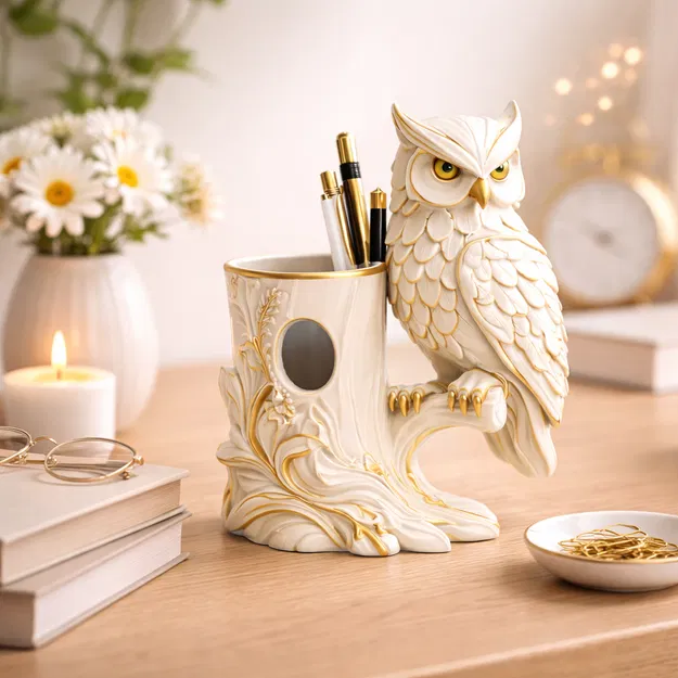 Ống cắm bút hình cú mèo - Owl Vase - Image 1