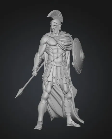 Mô hình 3D Chiến binh La Mã với giáo và khiên - Chi tiết sắc nét - Image 1