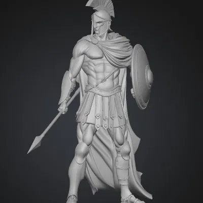 Mô hình 3D Chiến binh La Mã với giáo và khiên - Chi tiết sắc nét