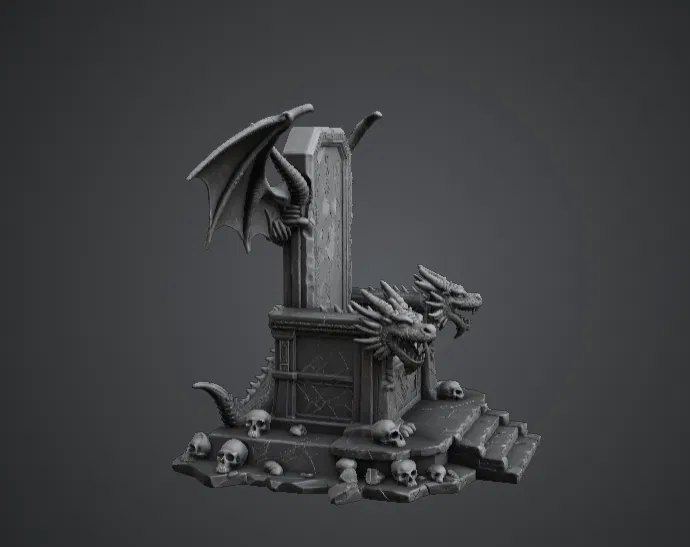 Tượng Dragon Throne – Ngai vàng Vua Rồng phong cách Dark Fantasy - Image 2