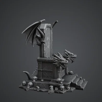Tượng Dragon Throne – Ngai vàng Vua Rồng phong cách Dark Fantasy