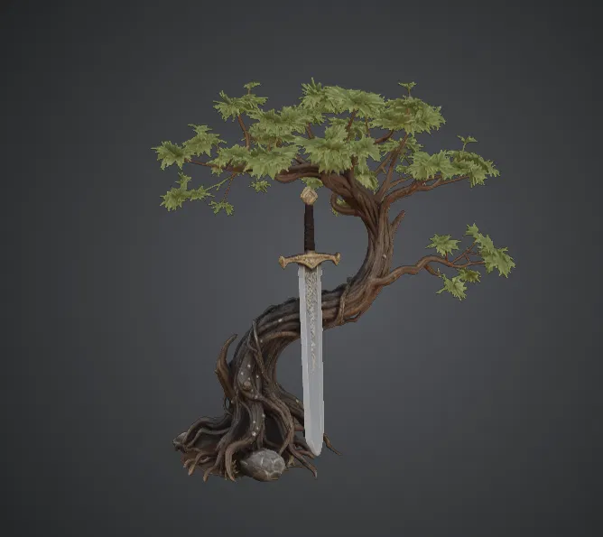 Kiếm Trong Gốc Cây Cổ Thụ – Mô hình giả tưởng Excalibur - Image 1