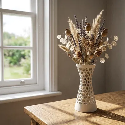 Bình hoa họa tiết Voronoi cho hoa khô