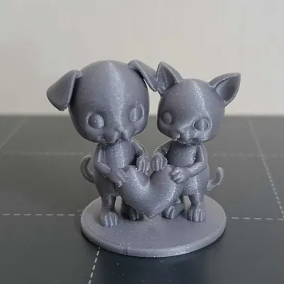 Cặp đôi Chó và Mèo đáng yêu - Tượng trái tim Valentine