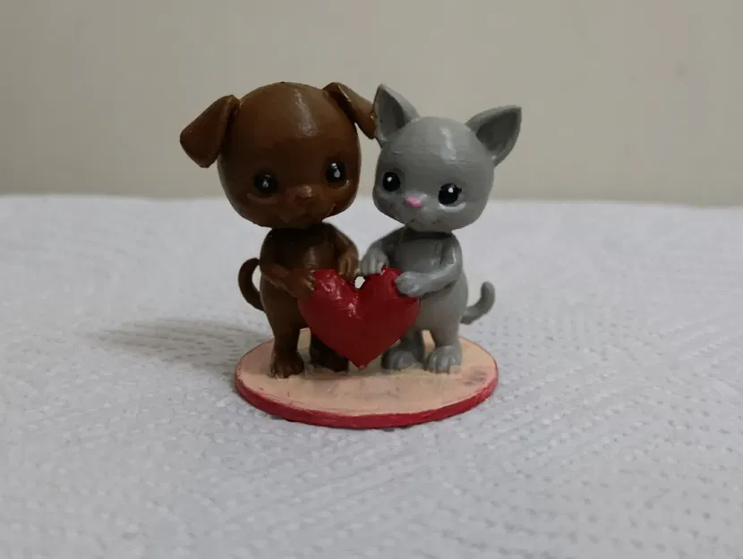 Cặp đôi Chó và Mèo đáng yêu - Tượng trái tim Valentine - Image 4