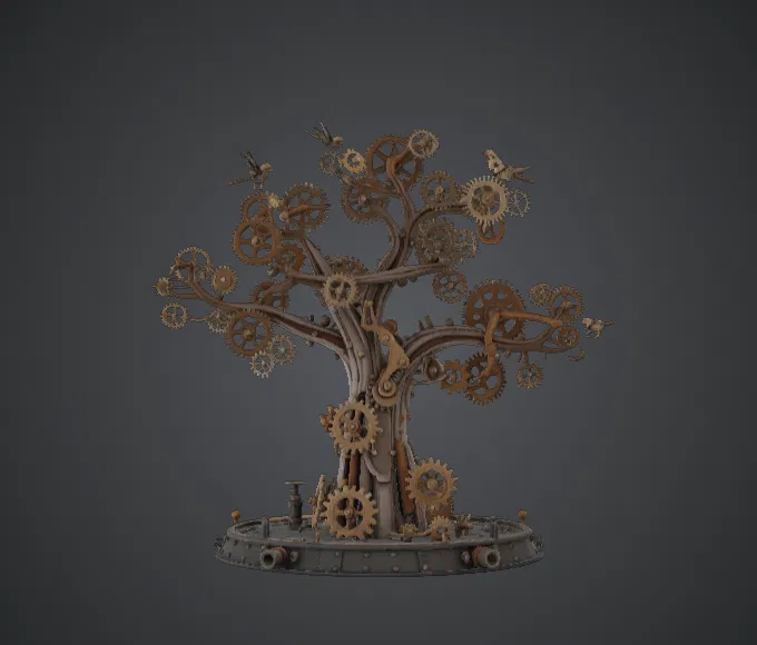 Clockwork Gear Tree – Cây Cơ Khí Phong Cách Steampunk - Image 1