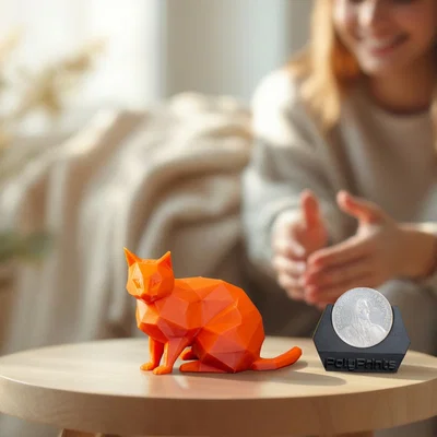 Mô hình chú mèo Low Poly (Sitting Cat) in 3D trang trí độc đáo