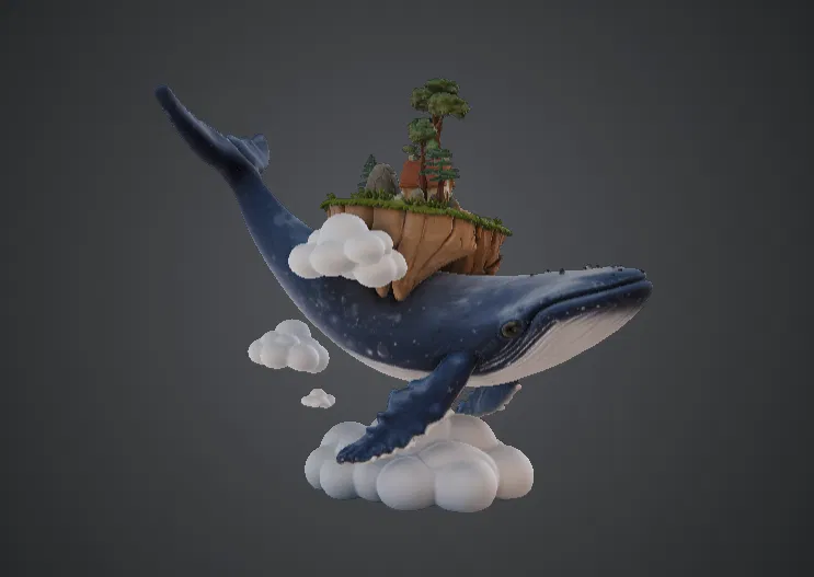 Đảo Bay Trên Lưng Cá Voi – Mô Hình Cá Voi Giả Tưởng Kèm Làng Nhỏ - Image 2