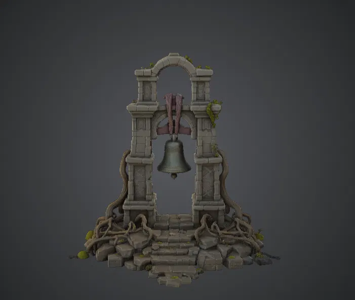 Cổng Vòm Chuông Cổ Đổ Nát – Mô Hình Kiến Trúc Đền Đài Giả Tưởng - Image 1