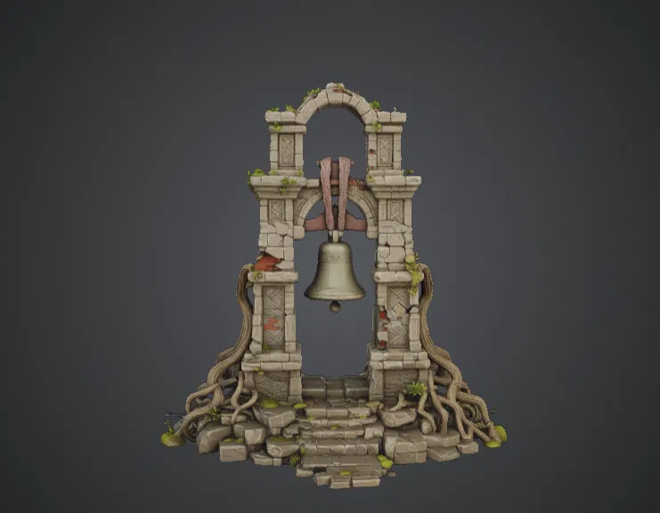 Cổng Vòm Chuông Cổ Đổ Nát – Mô Hình Kiến Trúc Đền Đài Giả Tưởng - Image 2