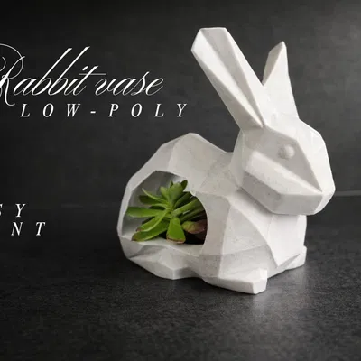 Bình hoa thỏ Low-poly