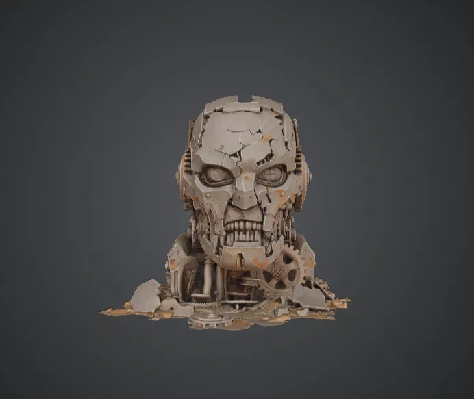 Đầu Robot Bị Hủy Diệt – Tàn Tích Hộp Sọ Máy Sci-Fi - Image 1