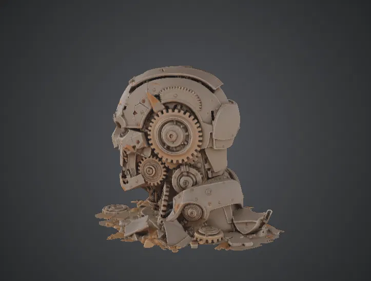 Đầu Robot Bị Hủy Diệt – Tàn Tích Hộp Sọ Máy Sci-Fi - Image 2