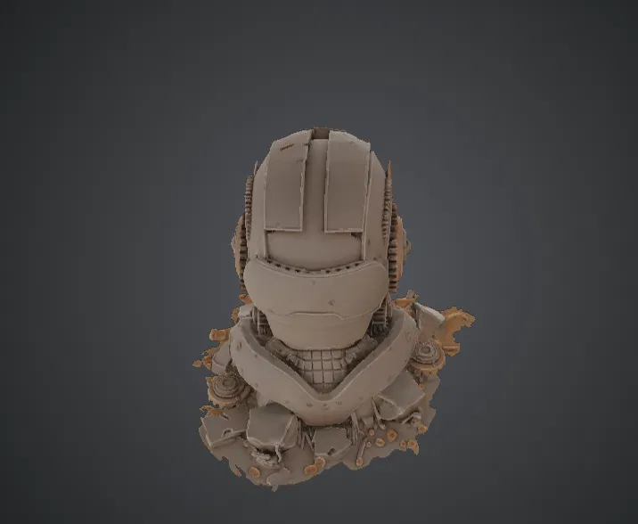 Đầu Robot Bị Hủy Diệt – Tàn Tích Hộp Sọ Máy Sci-Fi - Image 3