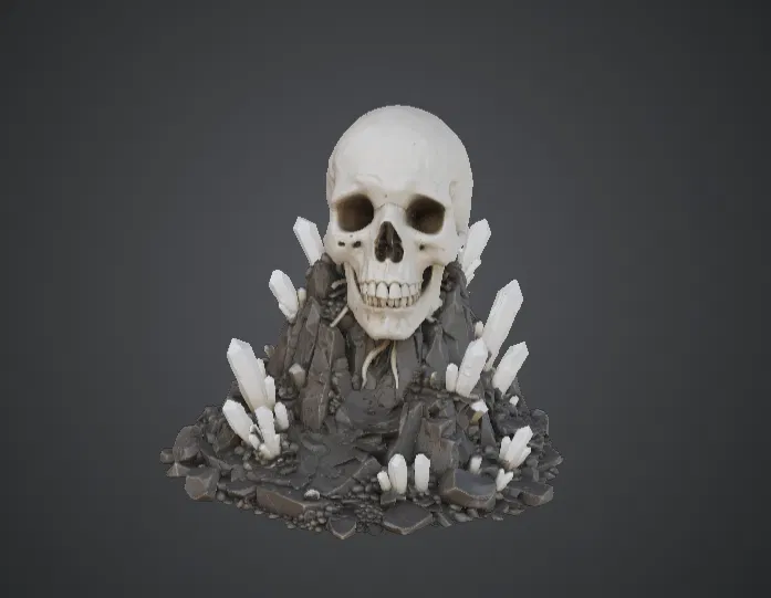 Crystal Skull Relic – Hộp sọ kỳ ảo với tinh thể mọc bao quanh - Image 1