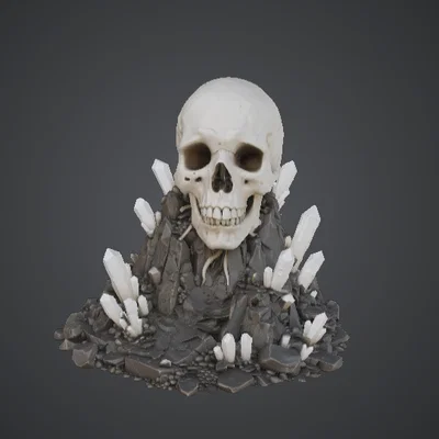Crystal Skull Relic – Hộp sọ kỳ ảo với tinh thể mọc bao quanh