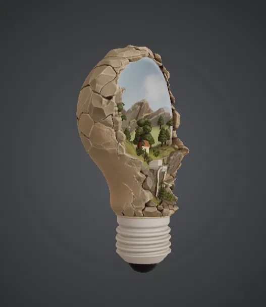 Diorama Bóng Đèn Cảnh Quan – Thung Lũng Núi Non Tí Hon Trong Bóng Đèn - Image 2