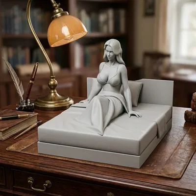 Mô hình 3D nhân vật nữ quyến rũ ngồi trên giường