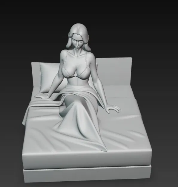 Mô hình 3D nhân vật nữ quyến rũ ngồi trên giường - Image 3