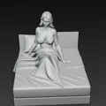 Mô hình 3D nhân vật nữ quyến rũ ngồi trên giường - Thumbnail 3
