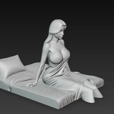 Mô hình 3D cô gái gợi cảm ngồi trên giường cực đẹp