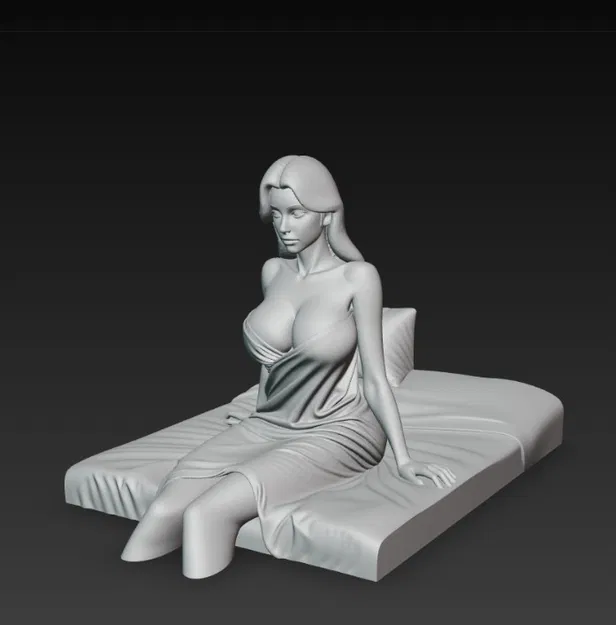 Mô hình 3D cô gái gợi cảm ngồi trên giường cực đẹp - Image 3