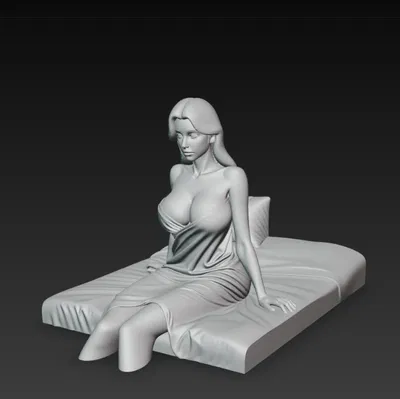 Mô hình 3D cô gái gợi cảm ngồi trên giường cực đẹp