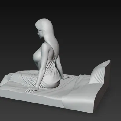 Mô hình 3D cô gái gợi cảm ngồi trên giường cực đẹp