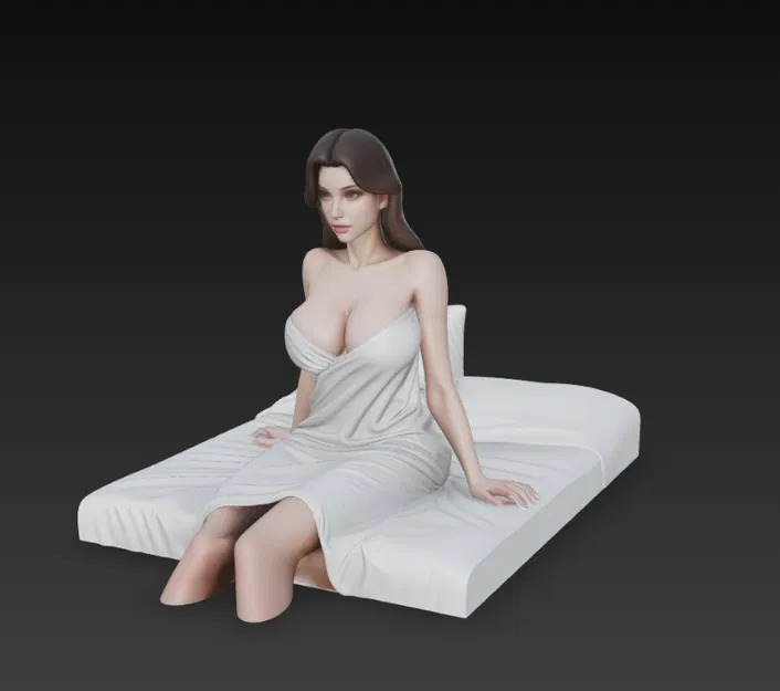 Mô hình 3D cô gái gợi cảm ngồi trên giường cực đẹp - Image 5