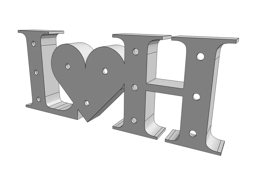 Bảng hiệu đèn LED chữ cái L&H phong cách vintage trang trí - Image 2