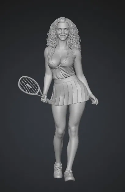 Mô hình 3D nữ vận động viên quần vợt đang cười - Image 1