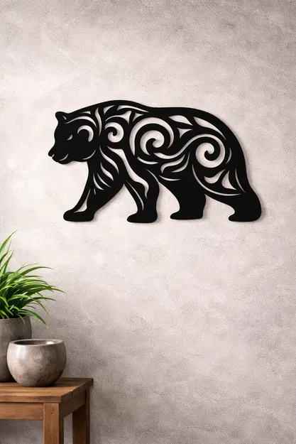 Tranh treo tường hình gấu phong cách Tribal - Image 1