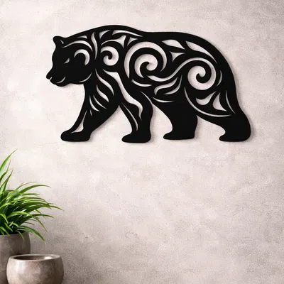 Tranh treo tường hình gấu phong cách Tribal