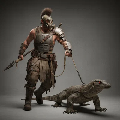Mô hình chiến binh hậu tận thế Mad Max 14 cùng kỳ đà - In 3D cực chất