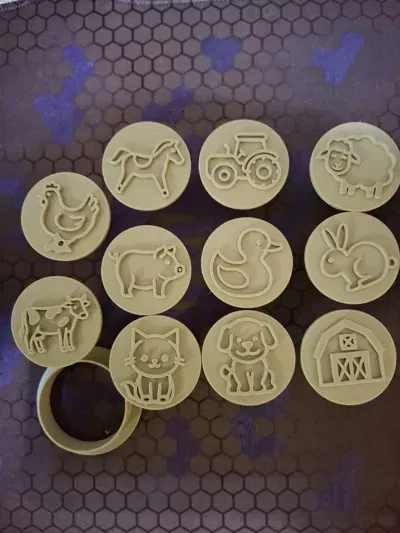 Bộ khuôn đóng dấu hình động vật nông trại 3D cho đất nặn - Image 1