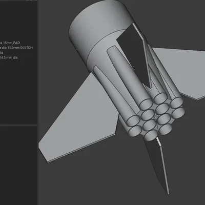 Mô hình tên lửa "DIRTY DOZEN" với cụm 12 động cơ mini