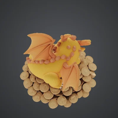 Rồng Con Đang Ngủ Trên Kho Báu Đáng Yêu – Tượng Rồng Fantasy