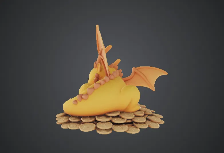 Rồng Con Đang Ngủ Trên Kho Báu Đáng Yêu – Tượng Rồng Fantasy - Image 3