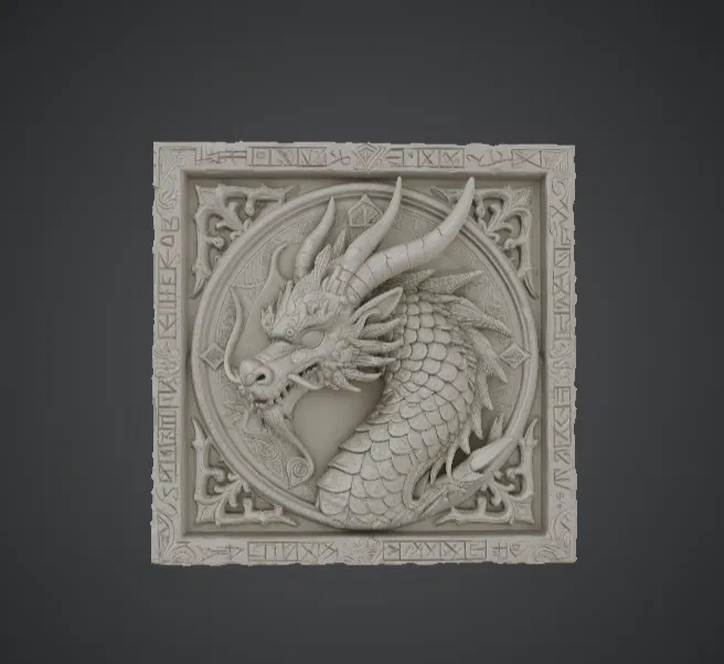 Phù điêu treo tường hình đầu rồng - Tác phẩm nghệ thuật phong cách Fantasy - Image 1