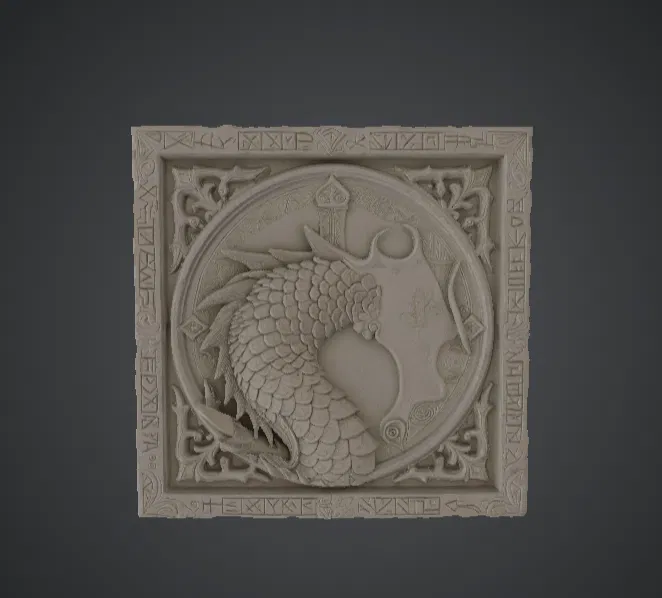 Phù điêu treo tường hình đầu rồng - Tác phẩm nghệ thuật phong cách Fantasy - Image 3