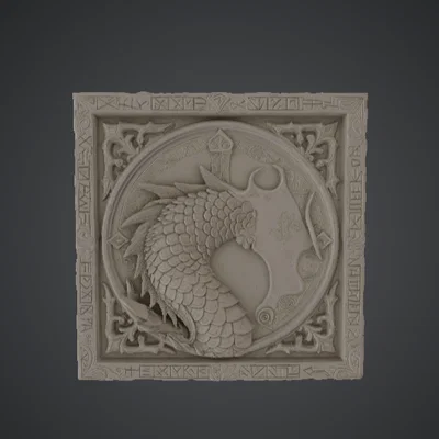Phù điêu treo tường hình đầu rồng - Tác phẩm nghệ thuật phong cách Fantasy