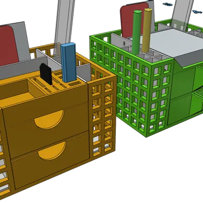Hộp đựng đồ để bàn CUBE - Khay cắm bút, kệ văn phòng in không cần support