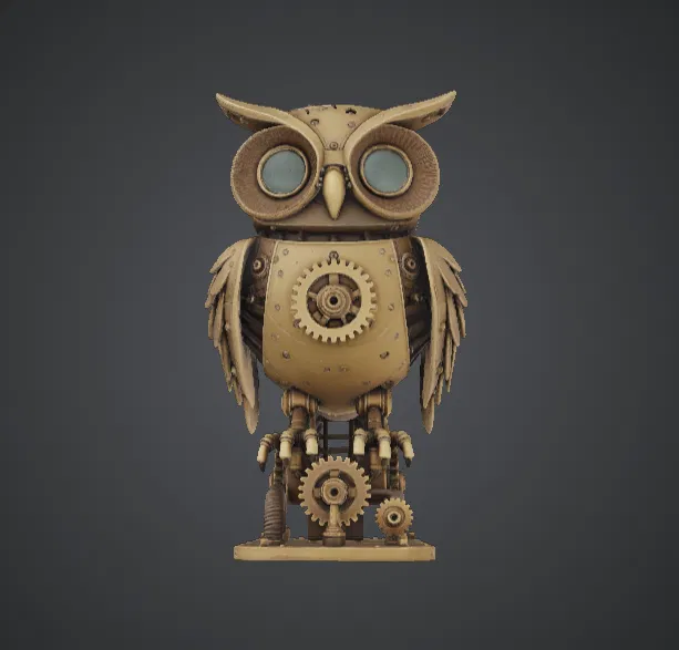 Cú Mèo Steampunk Clockwork – Tượng Cú Cơ Khí Bánh Răng - Image 1