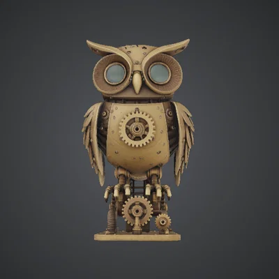 Cú Mèo Steampunk Clockwork – Tượng Cú Cơ Khí Bánh Răng