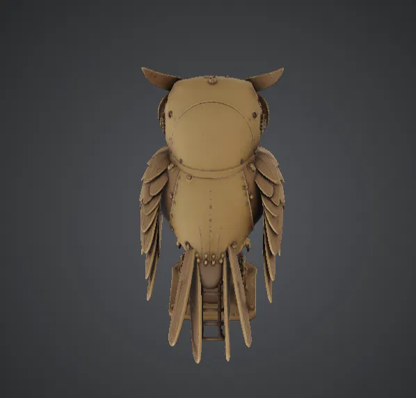 Cú Mèo Steampunk Clockwork – Tượng Cú Cơ Khí Bánh Răng - Image 2